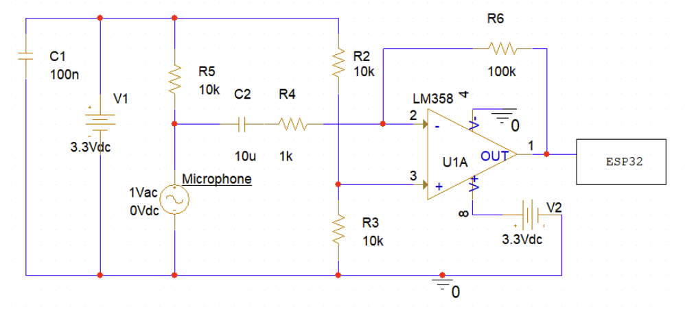 Circuit diagram of one ESP32 microphone setup